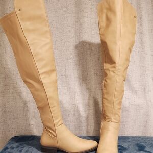 French Connection Beige Over the Knee Boots